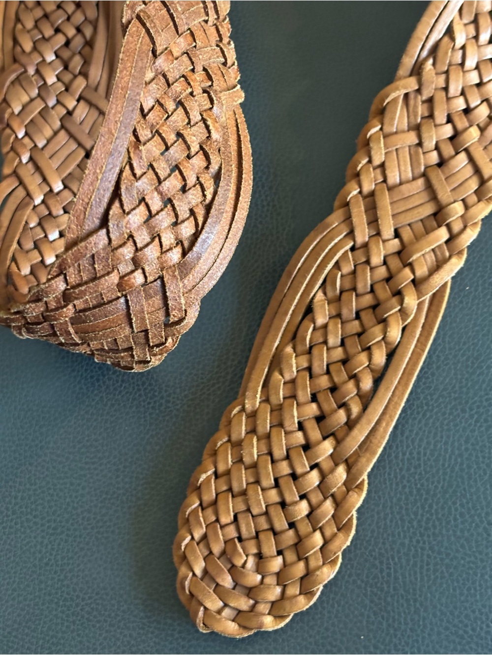 Banana Republic Woven Braided Leather Belt Tan Brass-tone Buckle - Picture 7 of 9